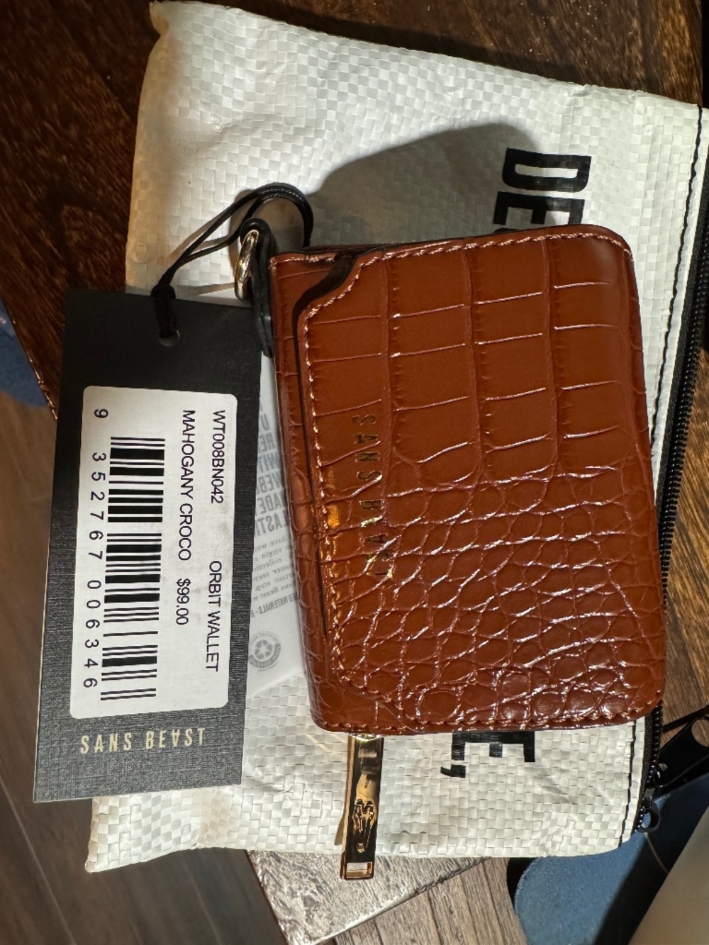NWT Sans Beast Orbit Wallet Mahogany Croco Discontinued